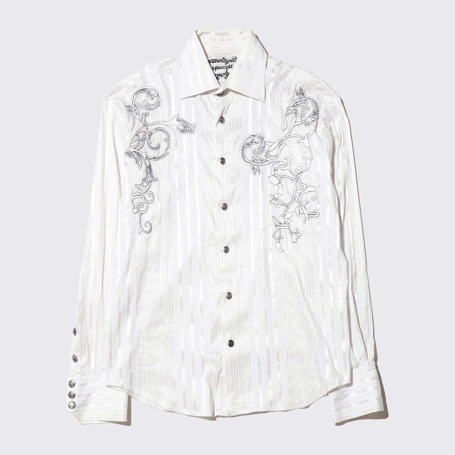 vintage botanical broderied satin stripe shirt