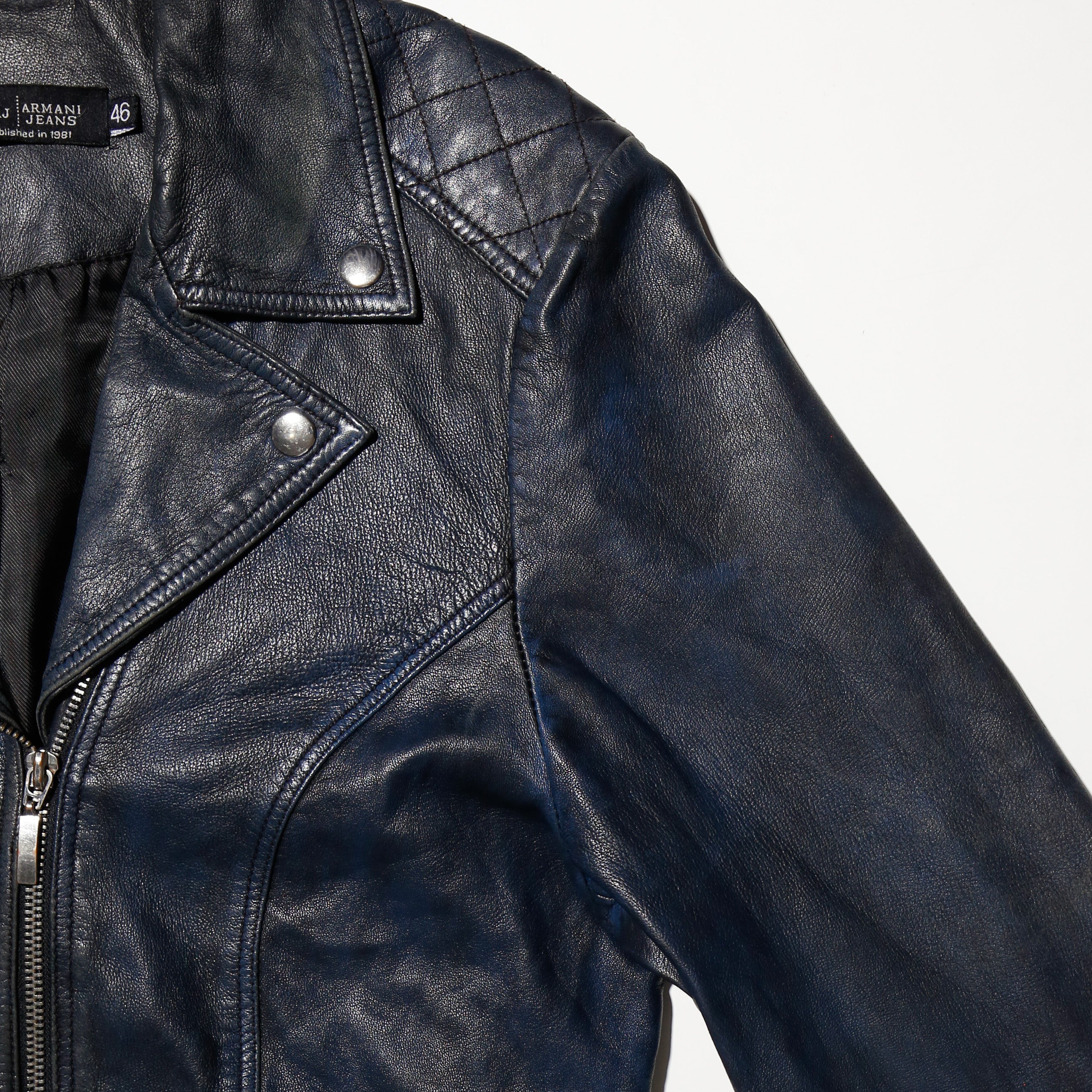 vintage 00's Armani faded double riders leather jacket – NOILL