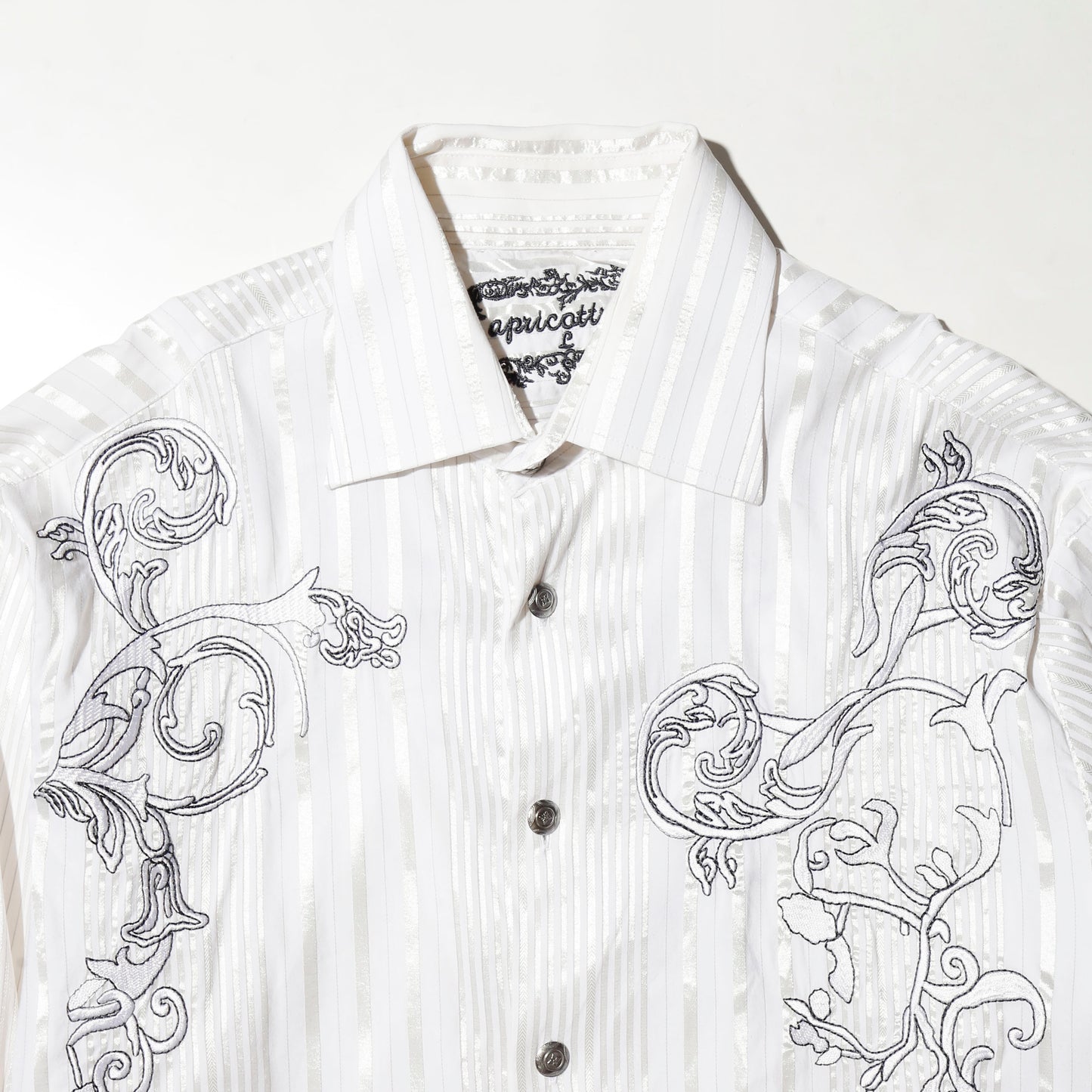 vintage botanical broderied satin stripe shirt