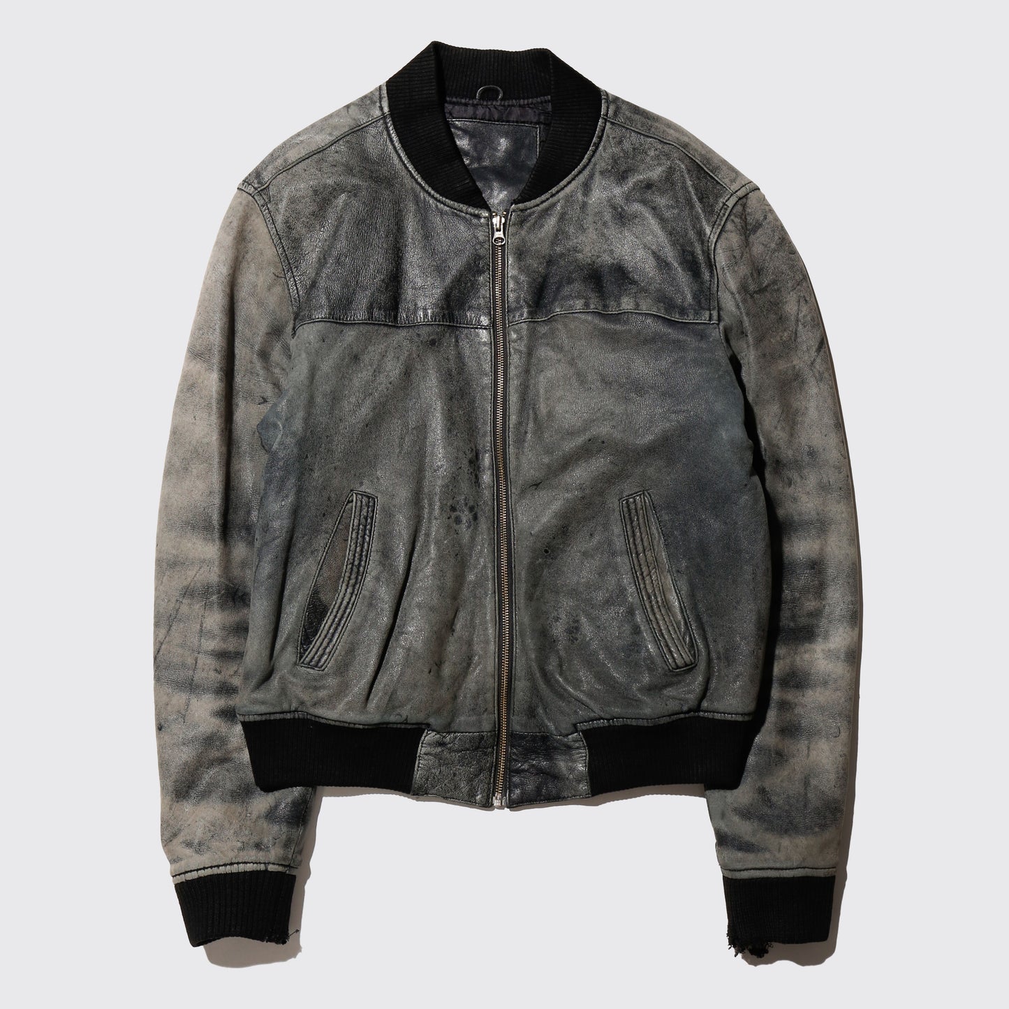 vintage fadded leather bomber jacket