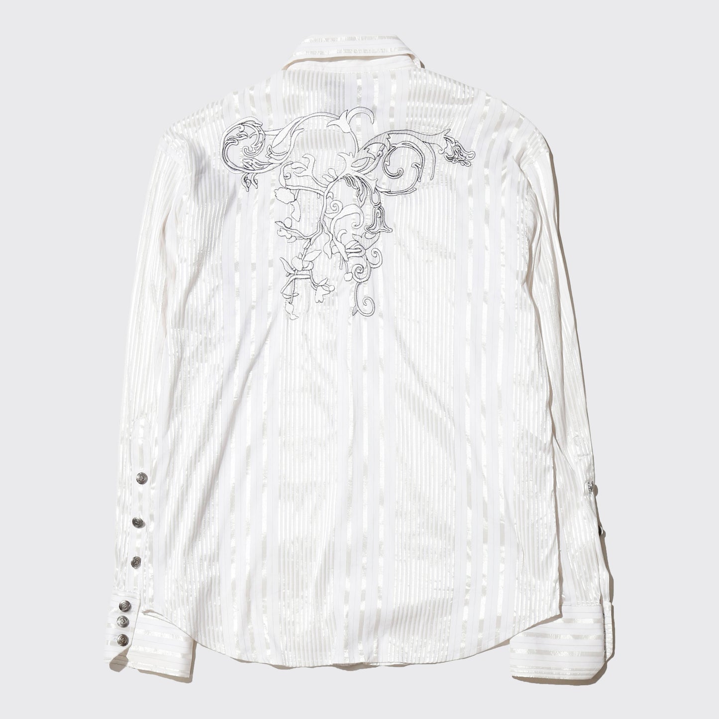 vintage botanical broderied satin stripe shirt