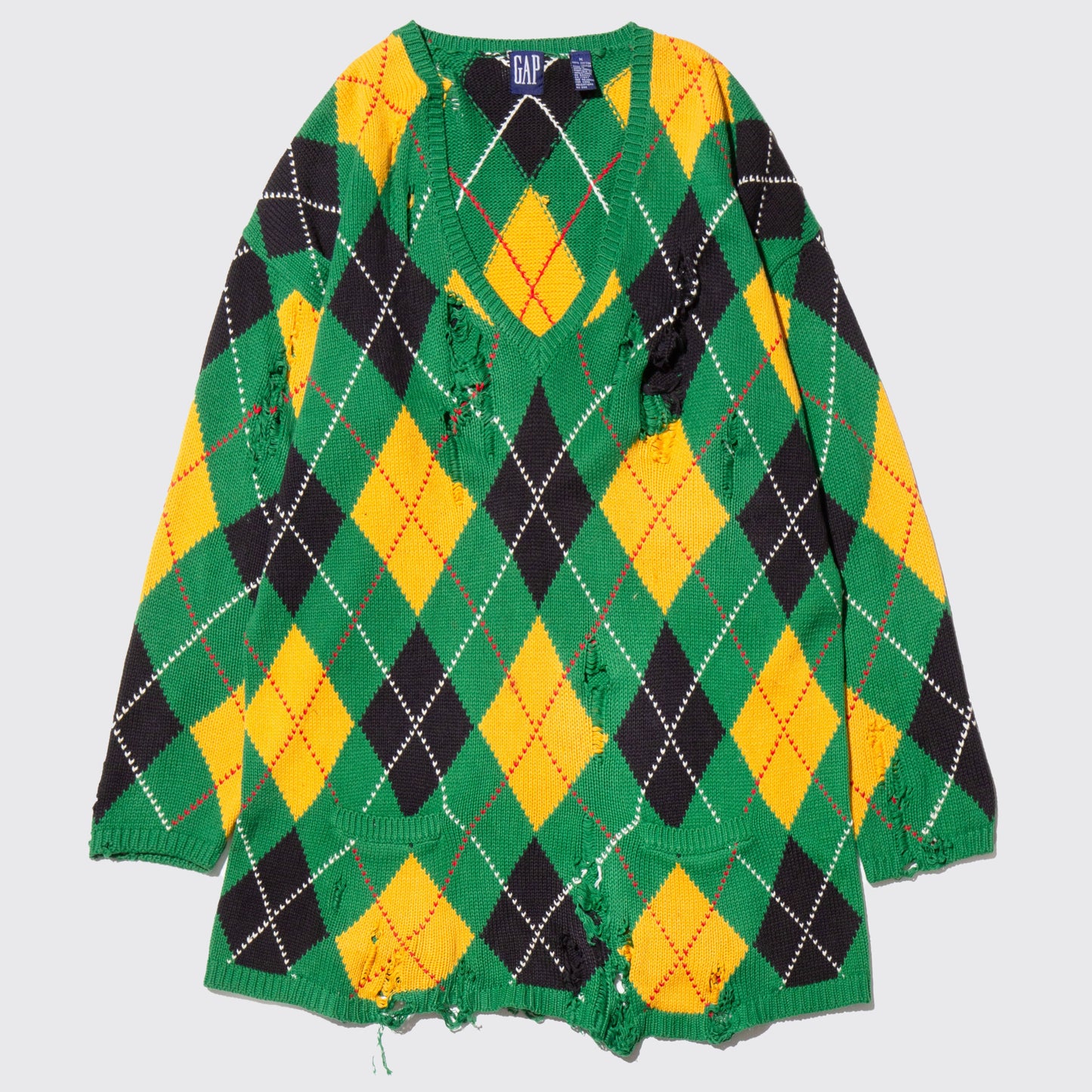 vintage 90's gap broken cotton argyle loose sweater