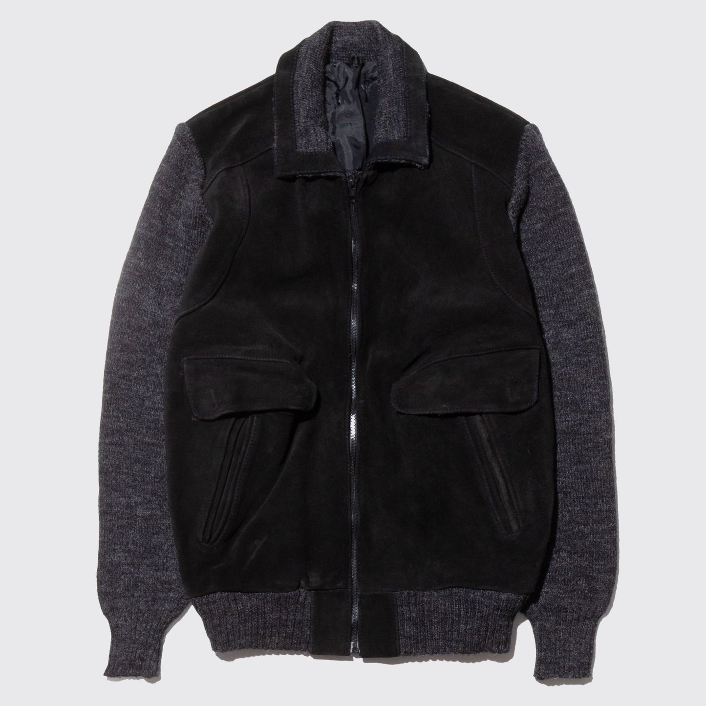 vintage suede combi knit jacket