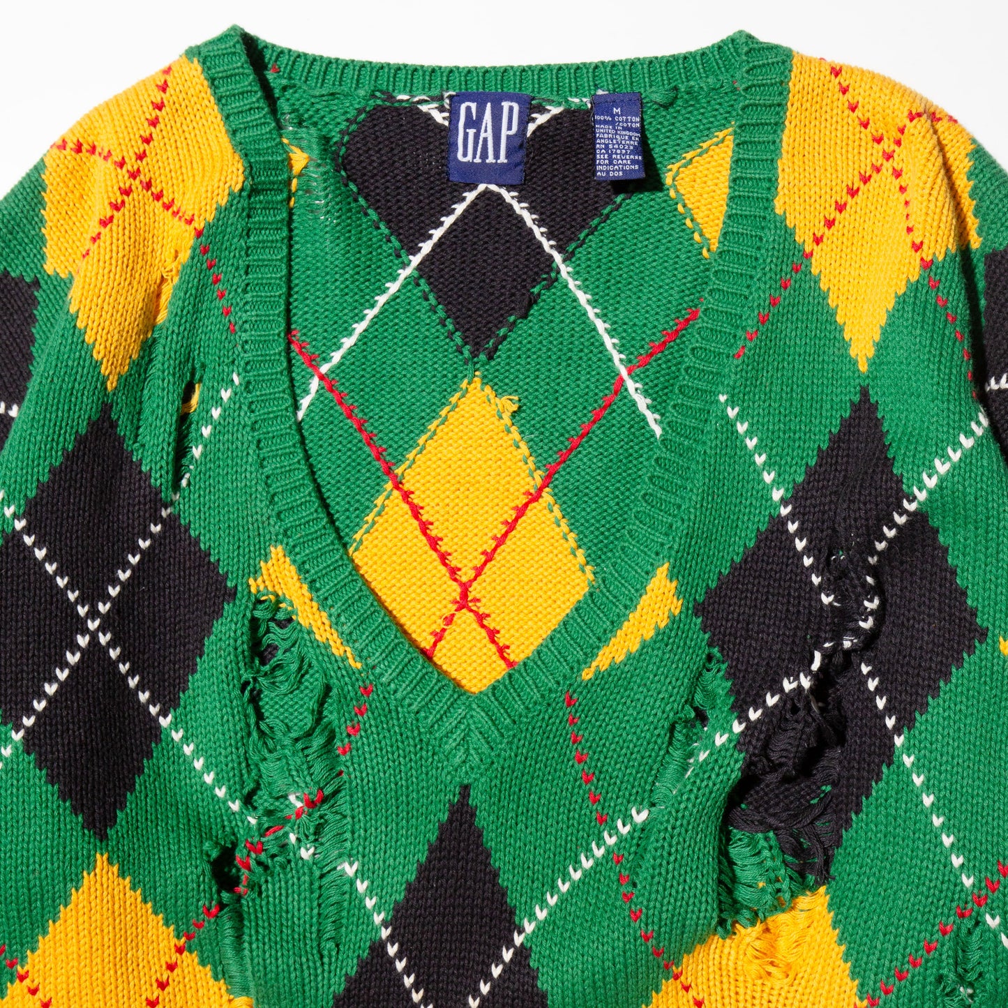 vintage 90's gap broken cotton argyle loose sweater