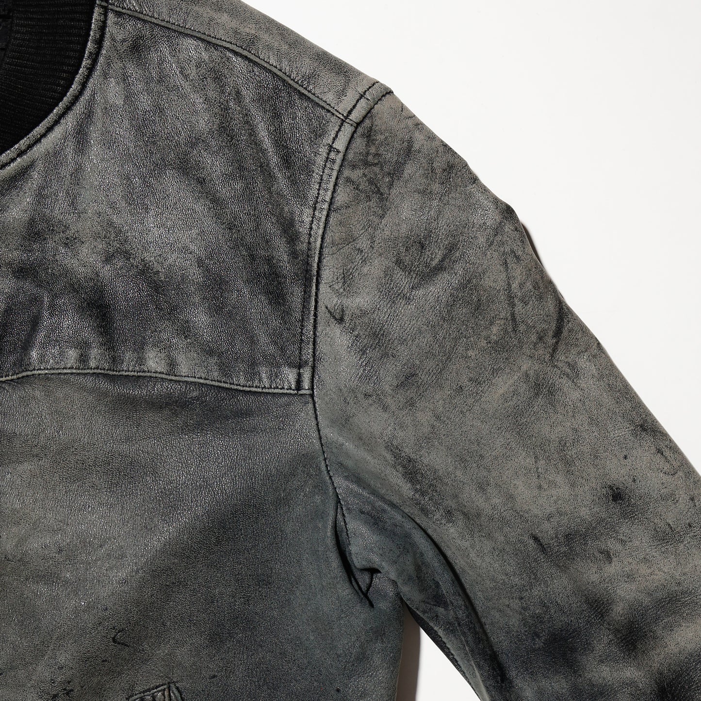 vintage fadded leather bomber jacket