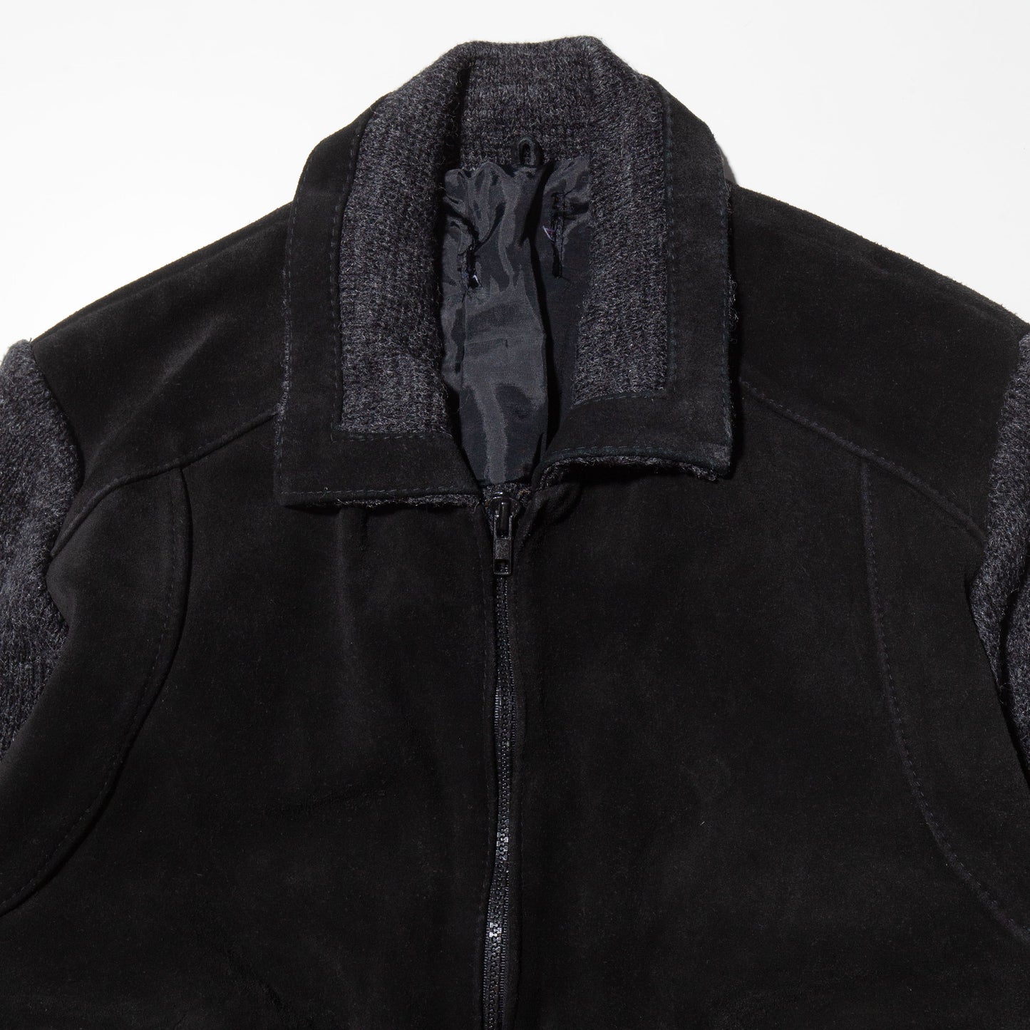 vintage suede combi knit jacket