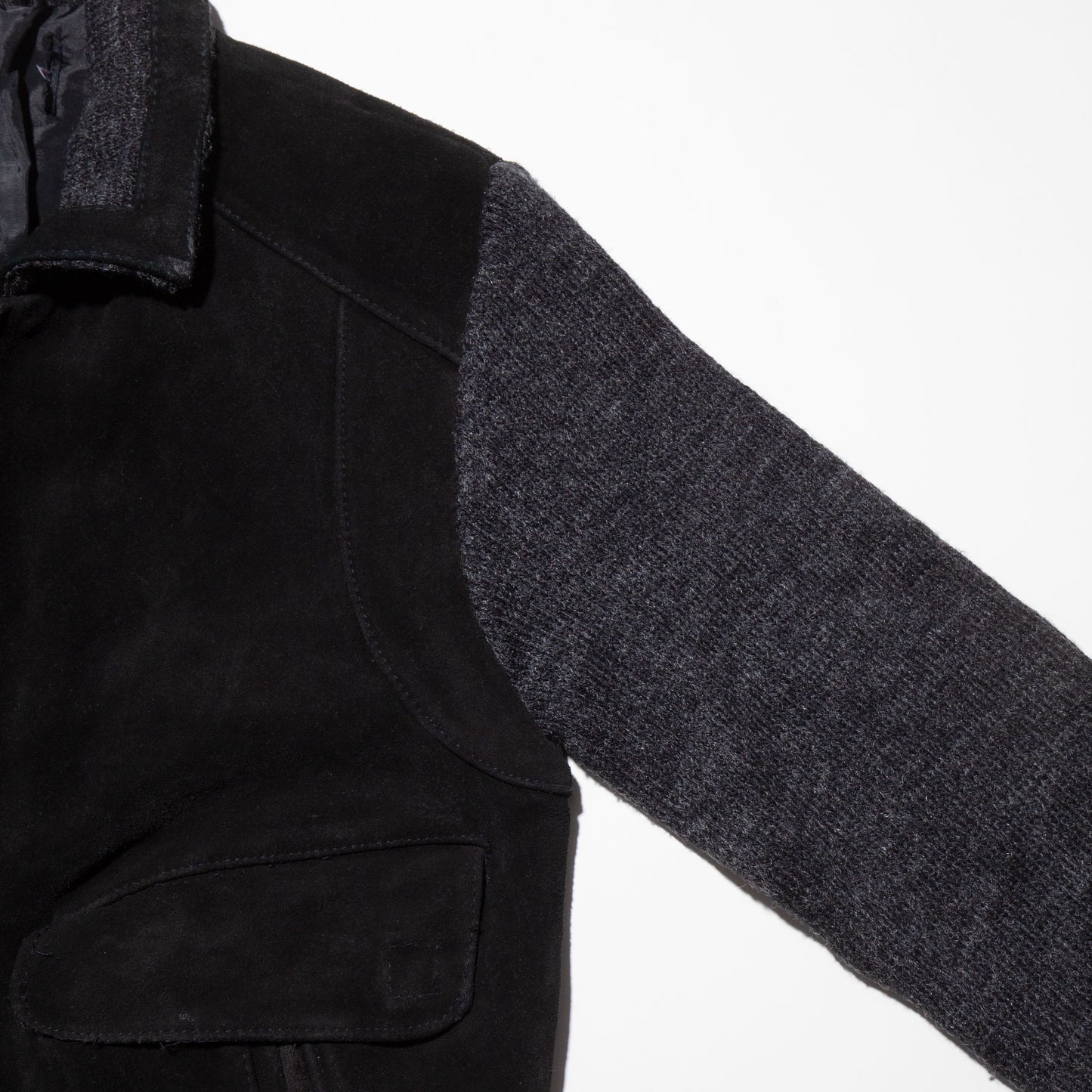 vintage suede combi knit jacket