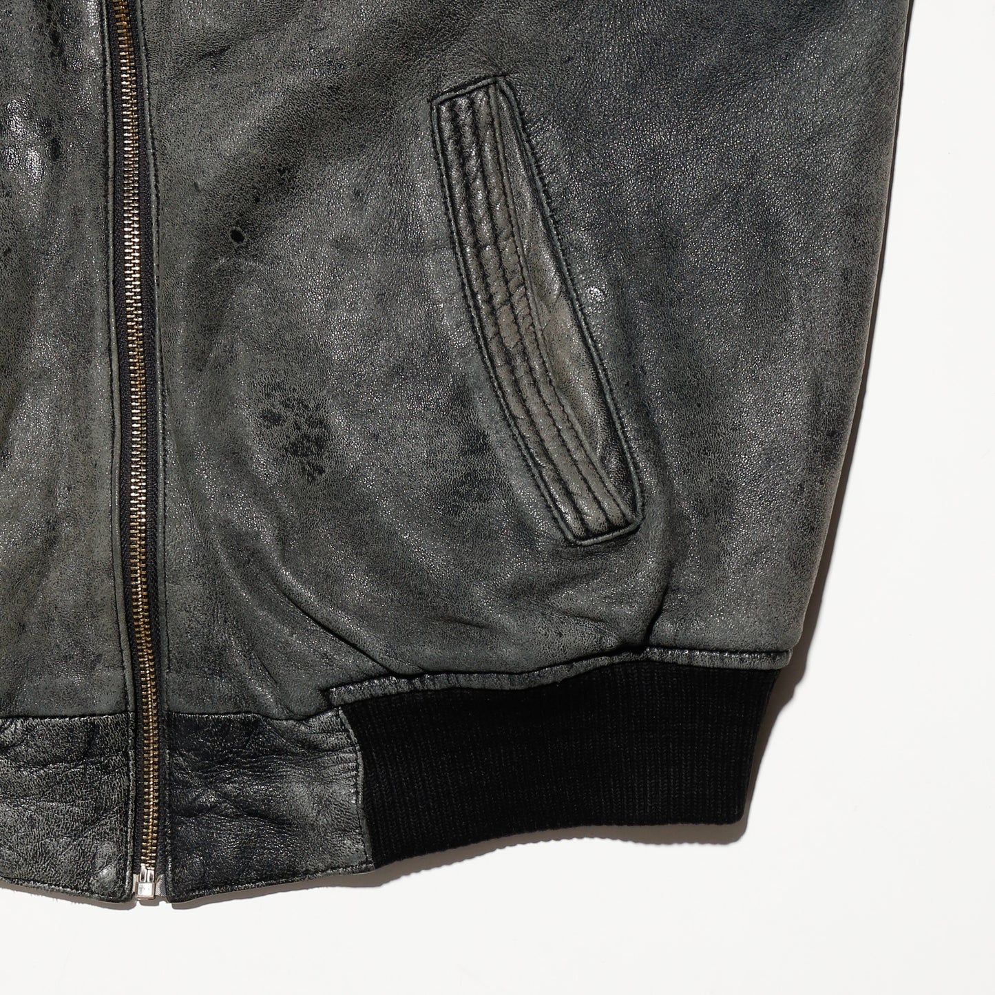 vintage fadded leather bomber jacket