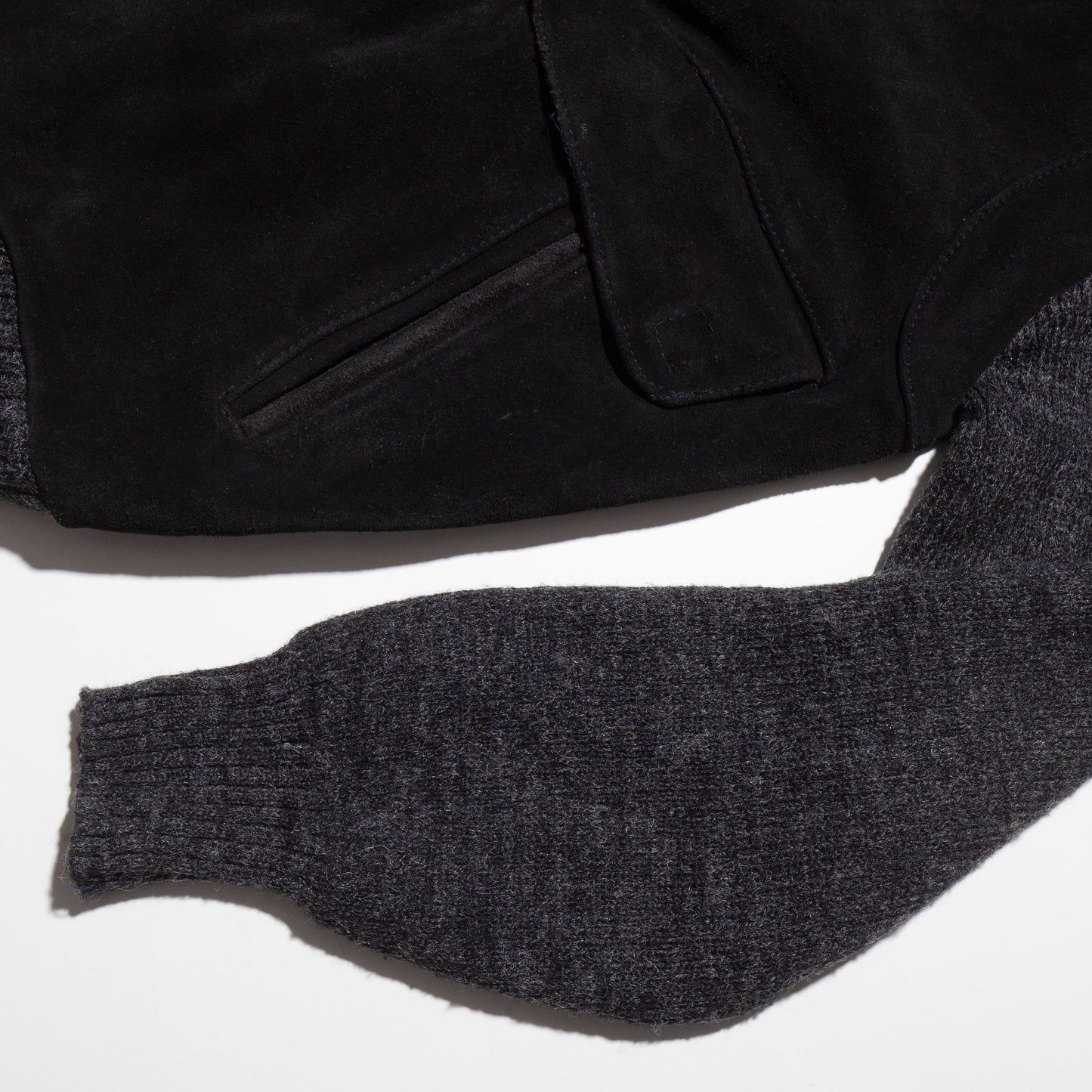 vintage suede combi knit jacket