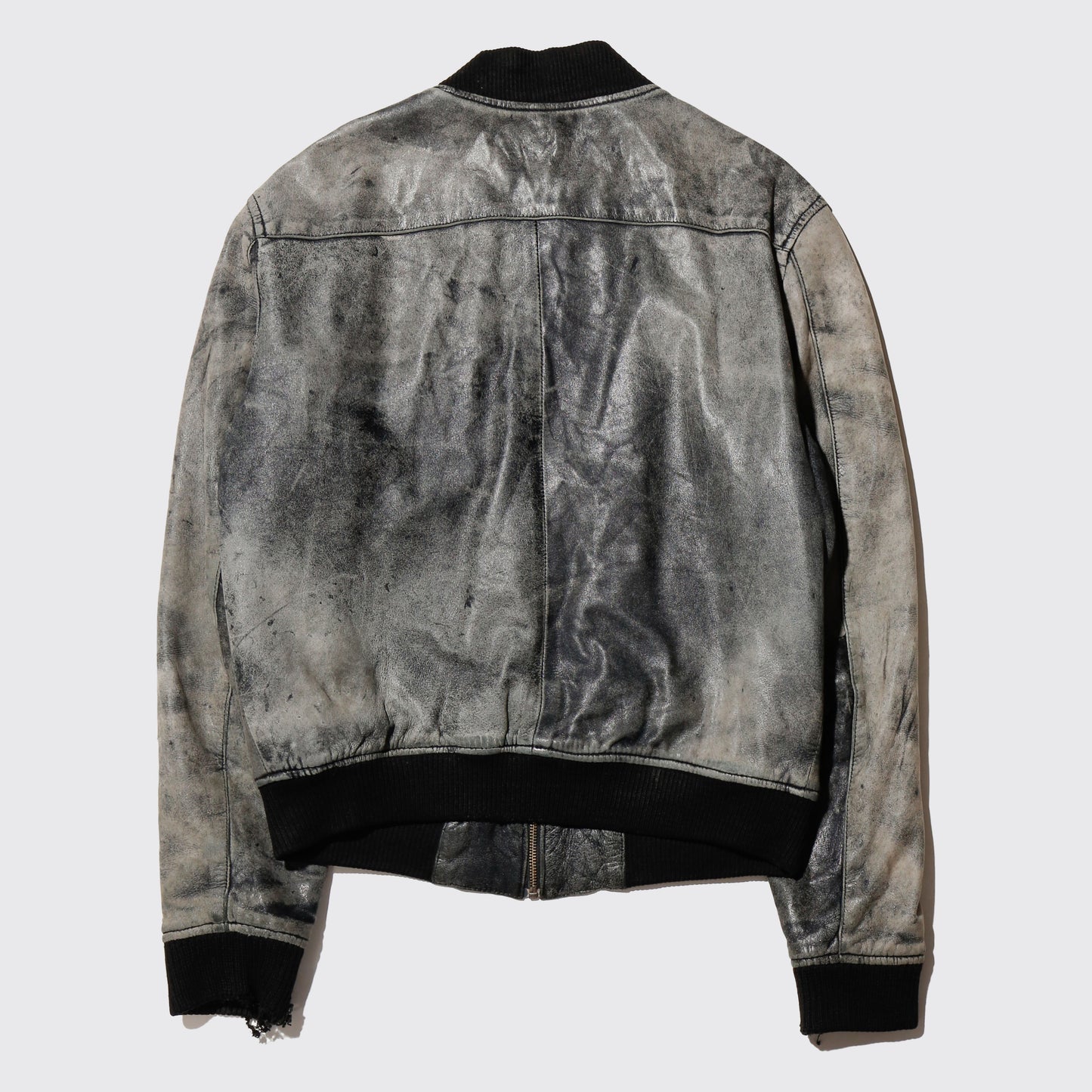 vintage fadded leather bomber jacket