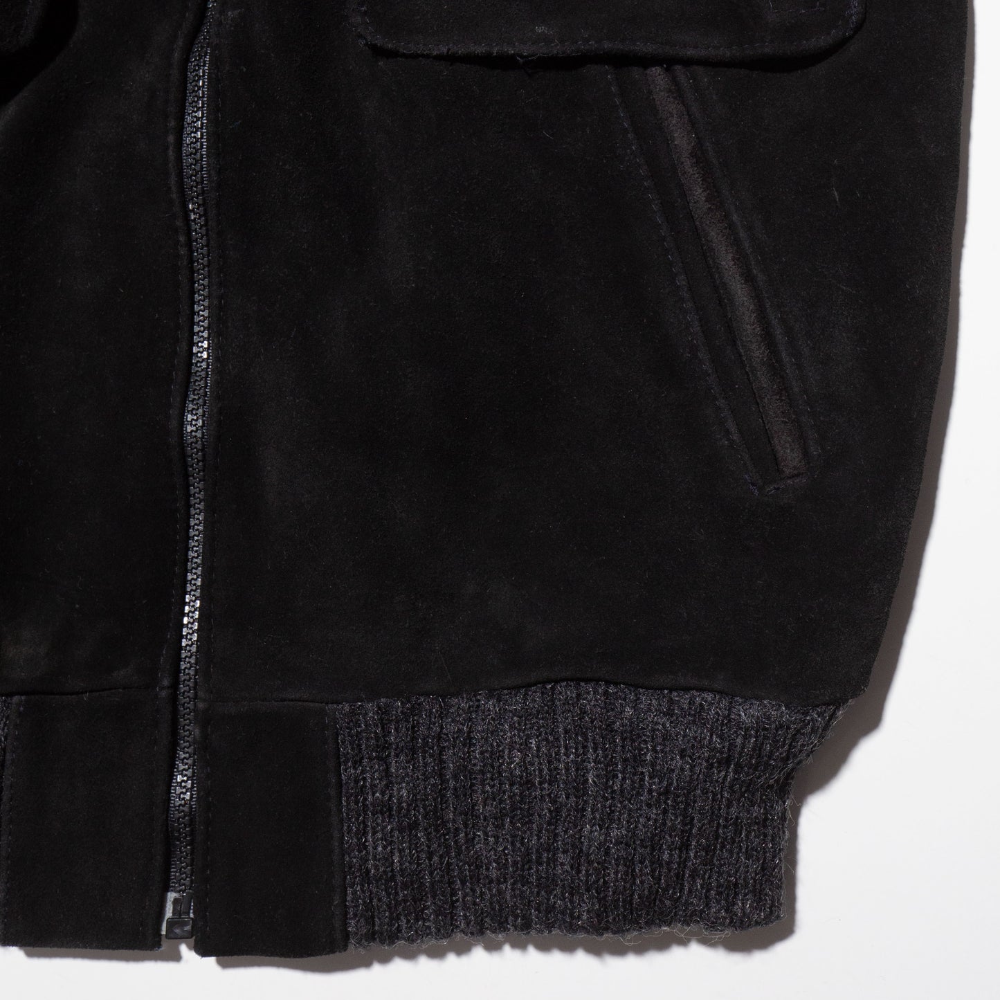 vintage suede combi knit jacket