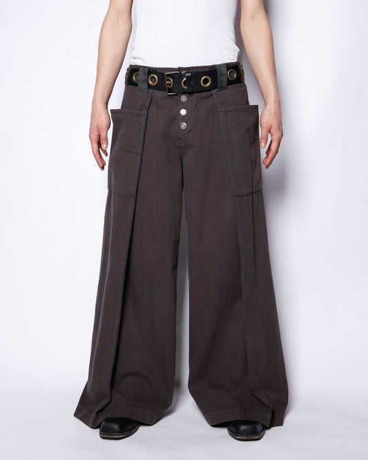 vintage overlap wide trousers