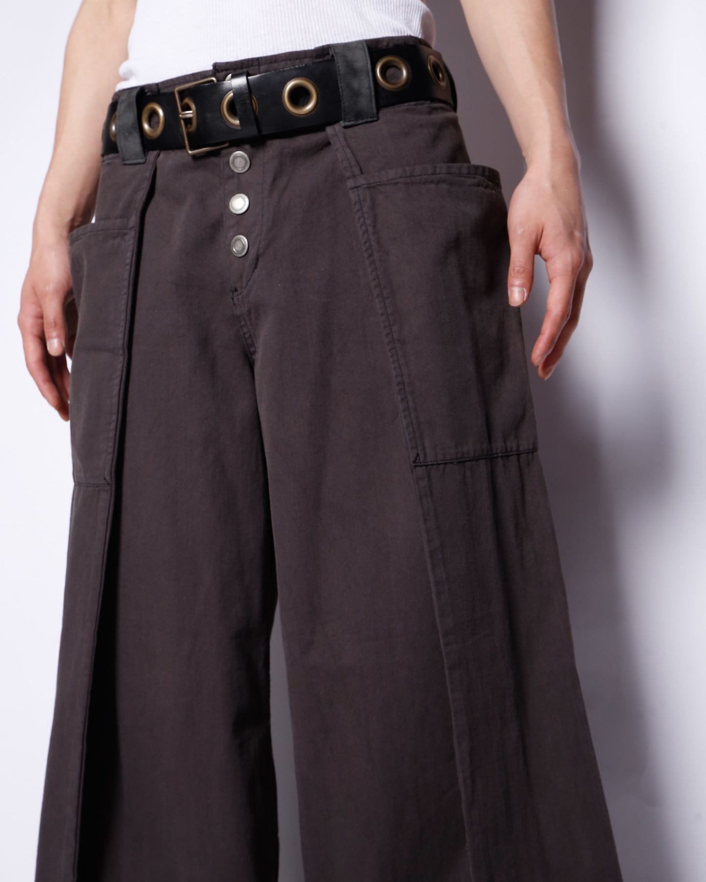 vintage overlap wide trousers