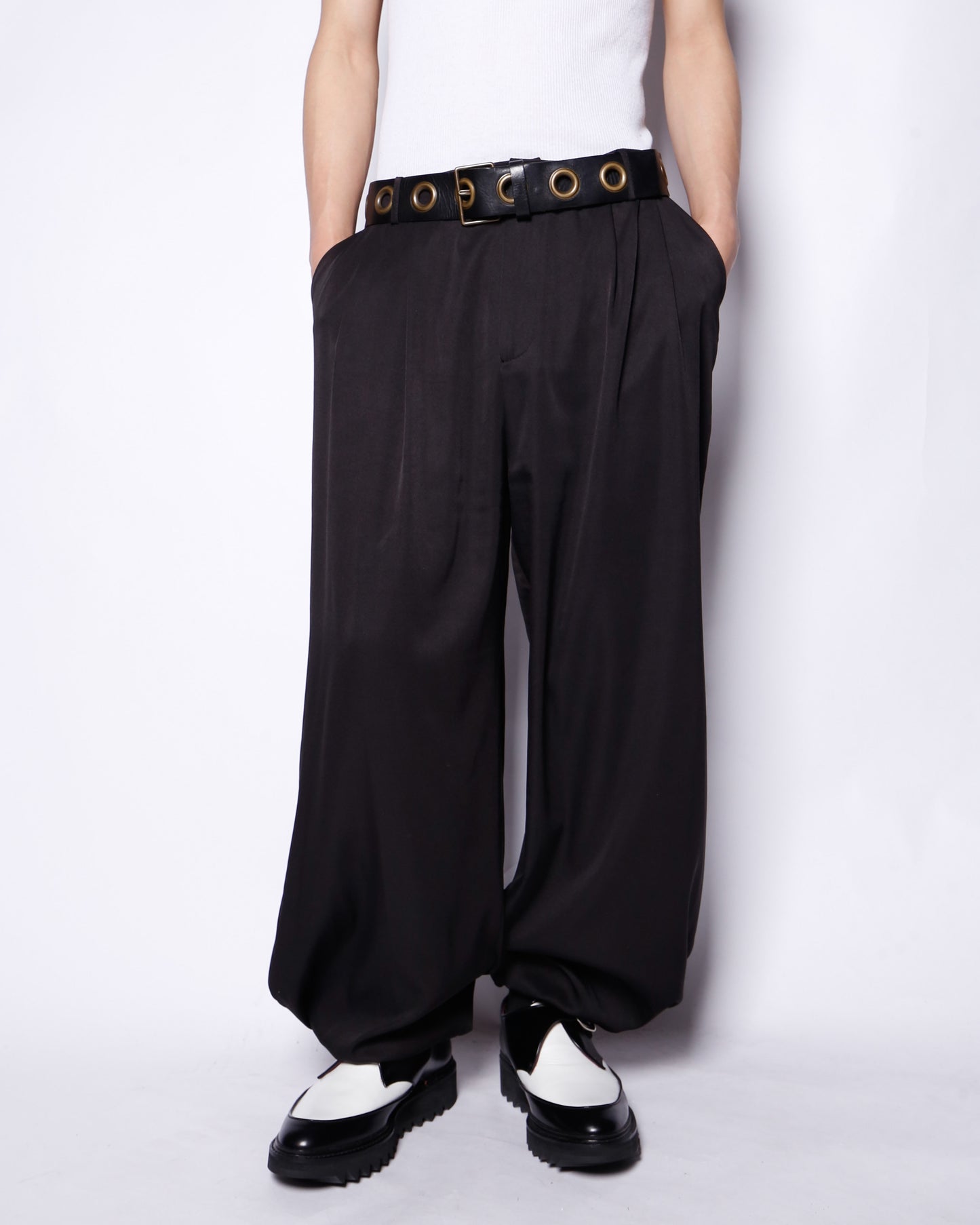 vintage tucked drape slacks