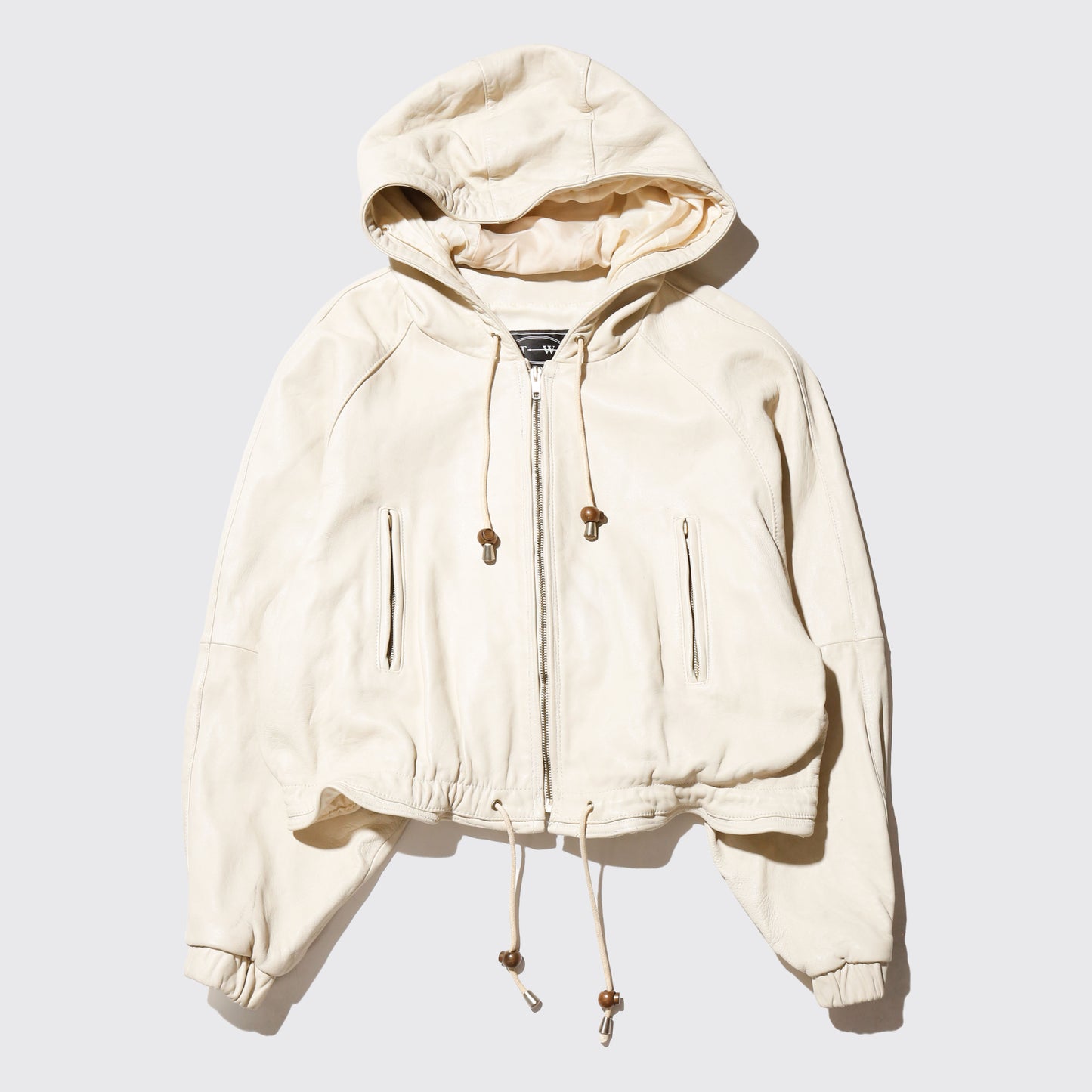 vintage cropped ballon leather hoodie