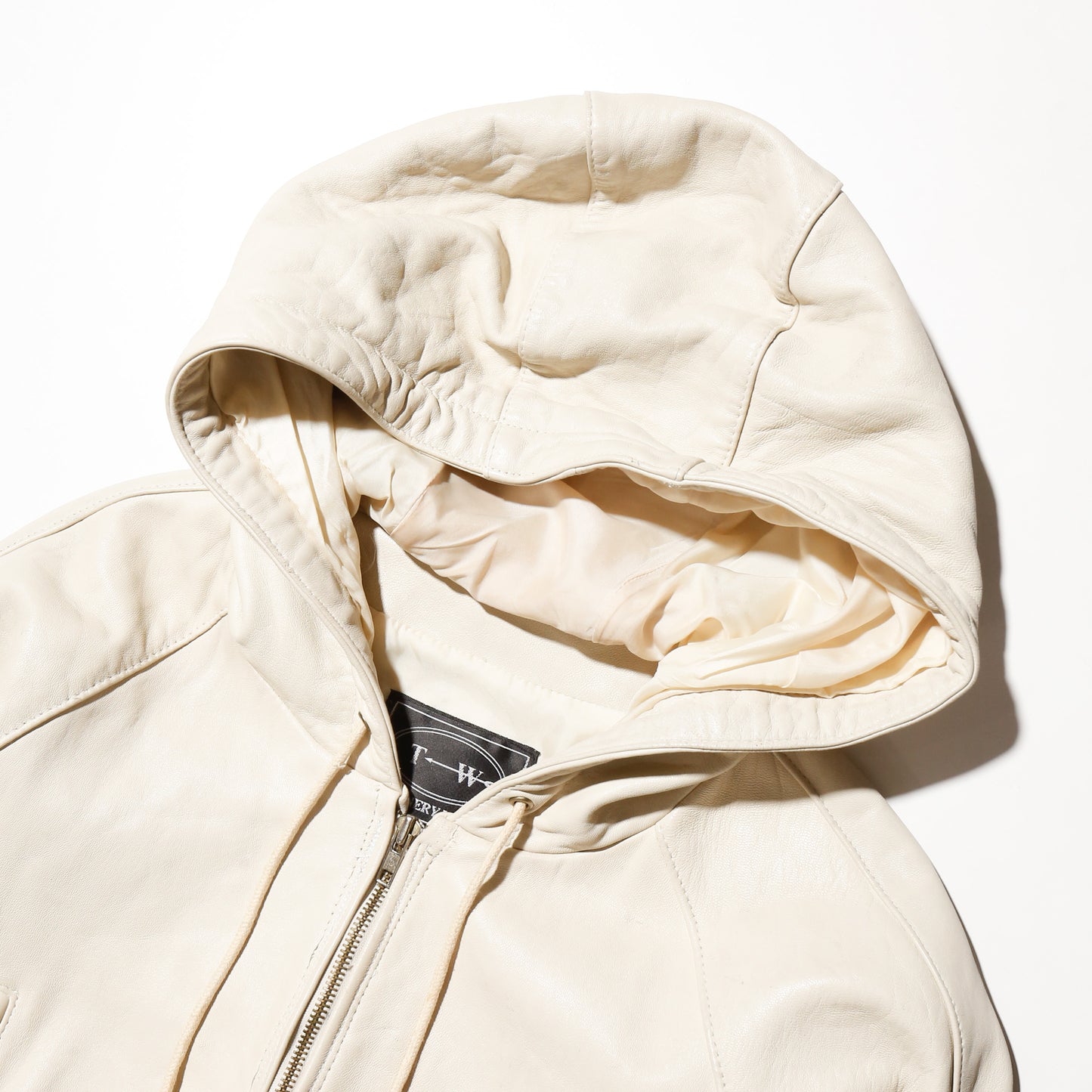 vintage cropped ballon leather hoodie
