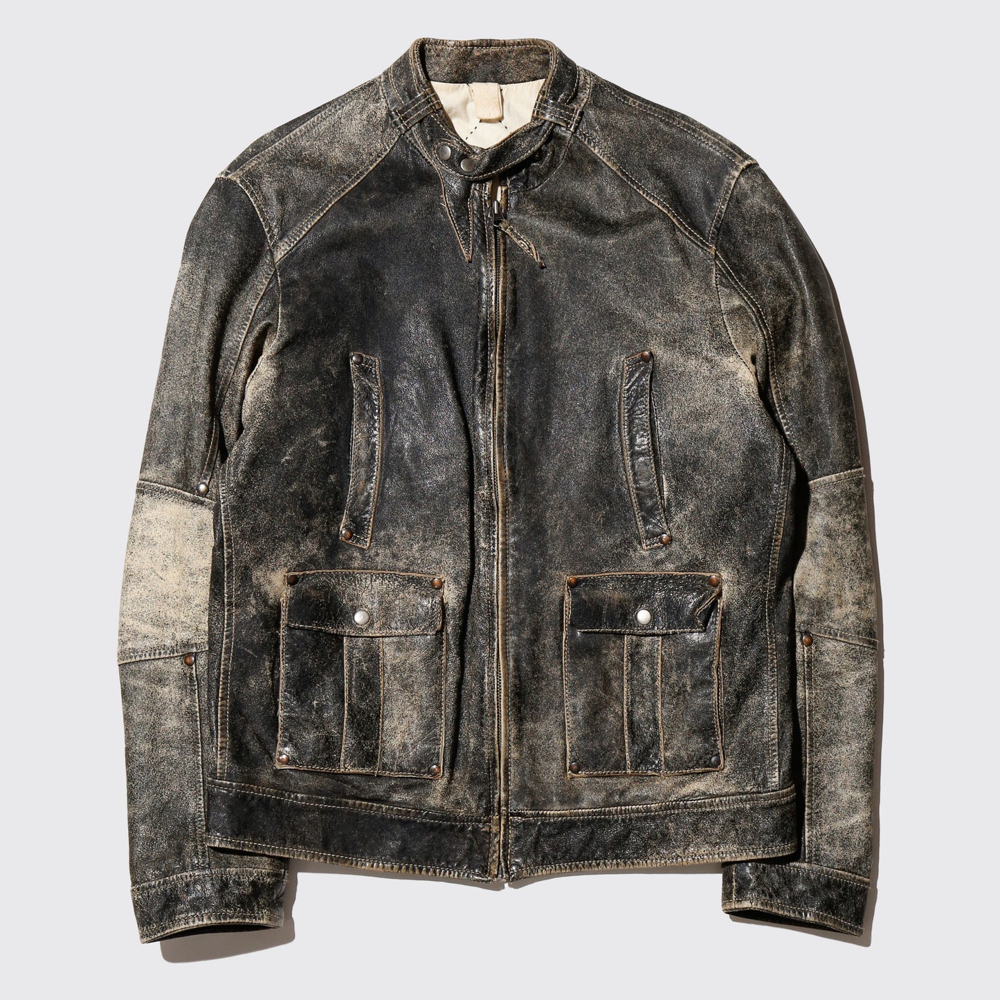 vintage euro motorcycle fadded leather jacket