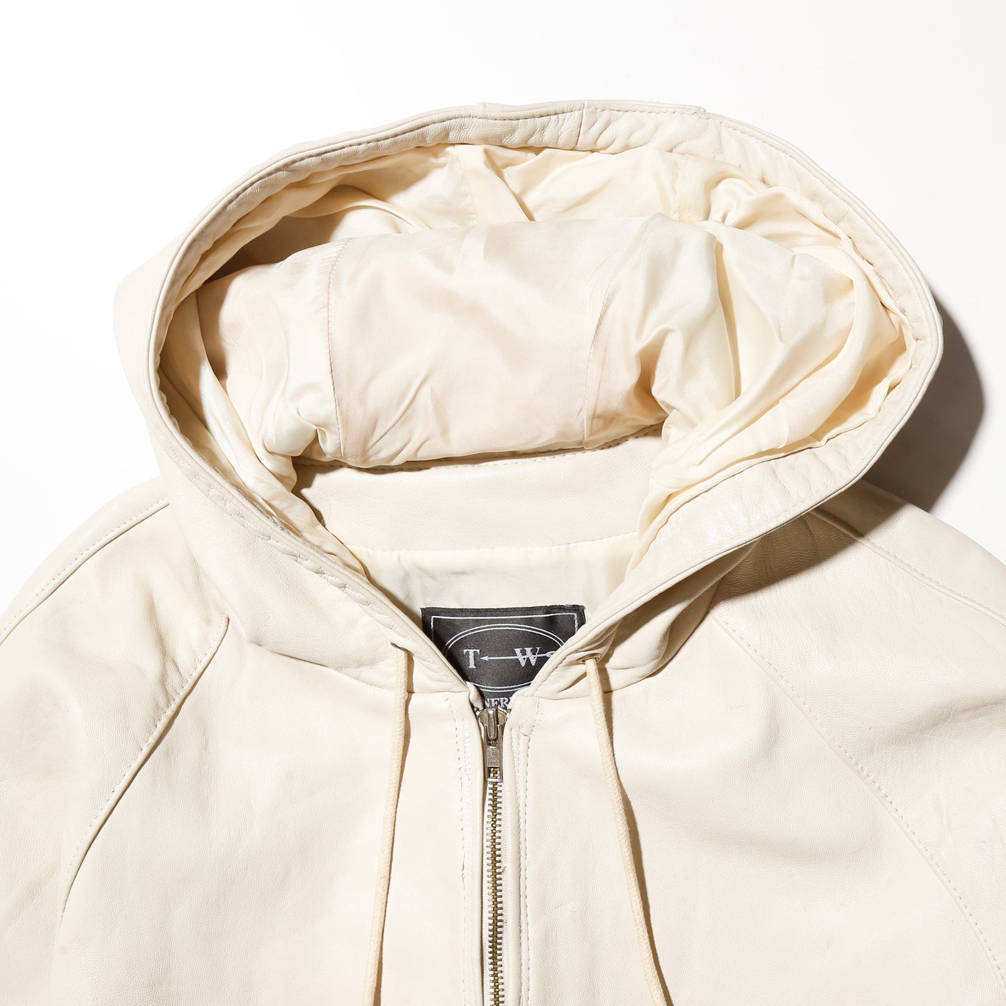 vintage cropped ballon leather hoodie