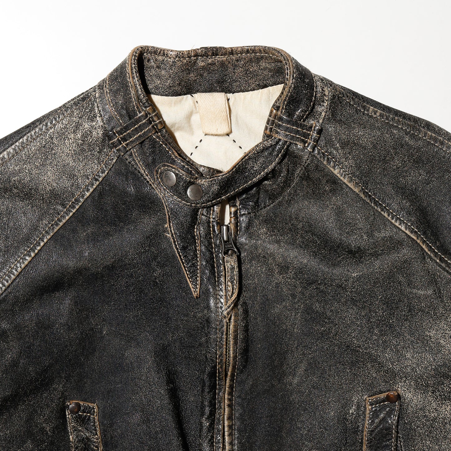 vintage euro motorcycle fadded leather jacket