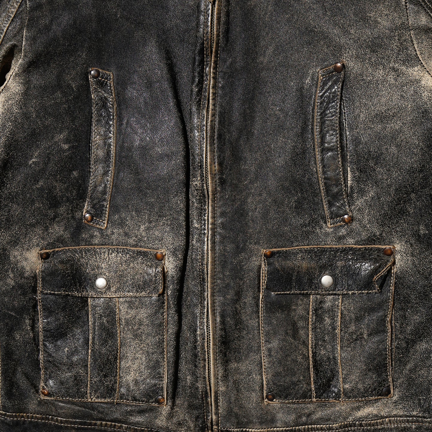 vintage euro motorcycle fadded leather jacket