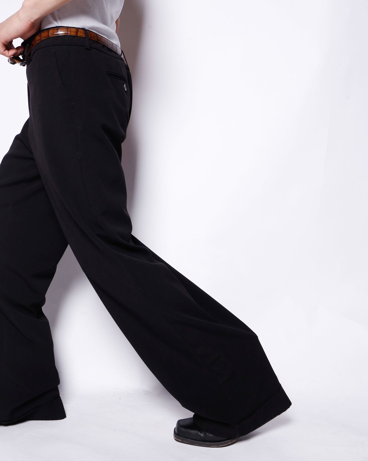 vintage low rise wide slacks