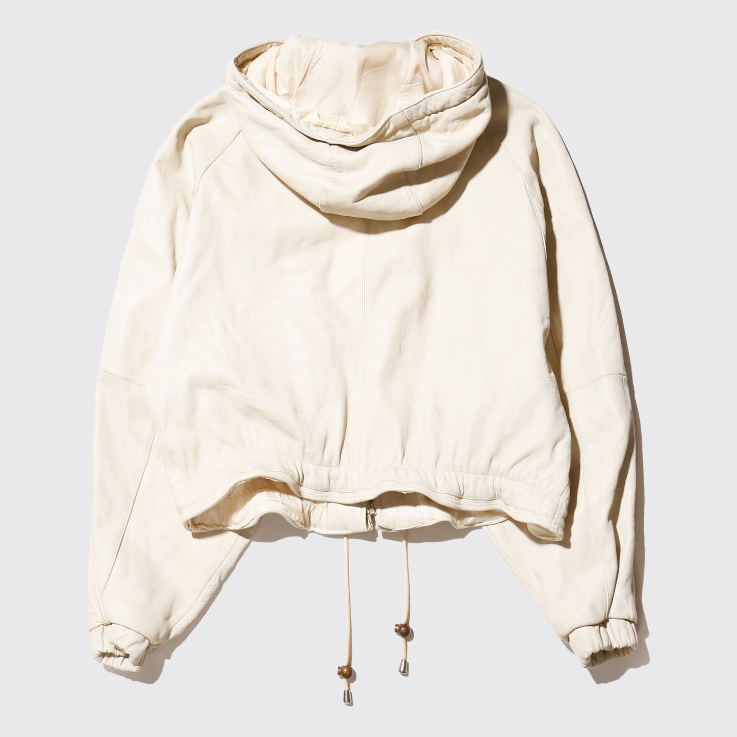 vintage cropped ballon leather hoodie