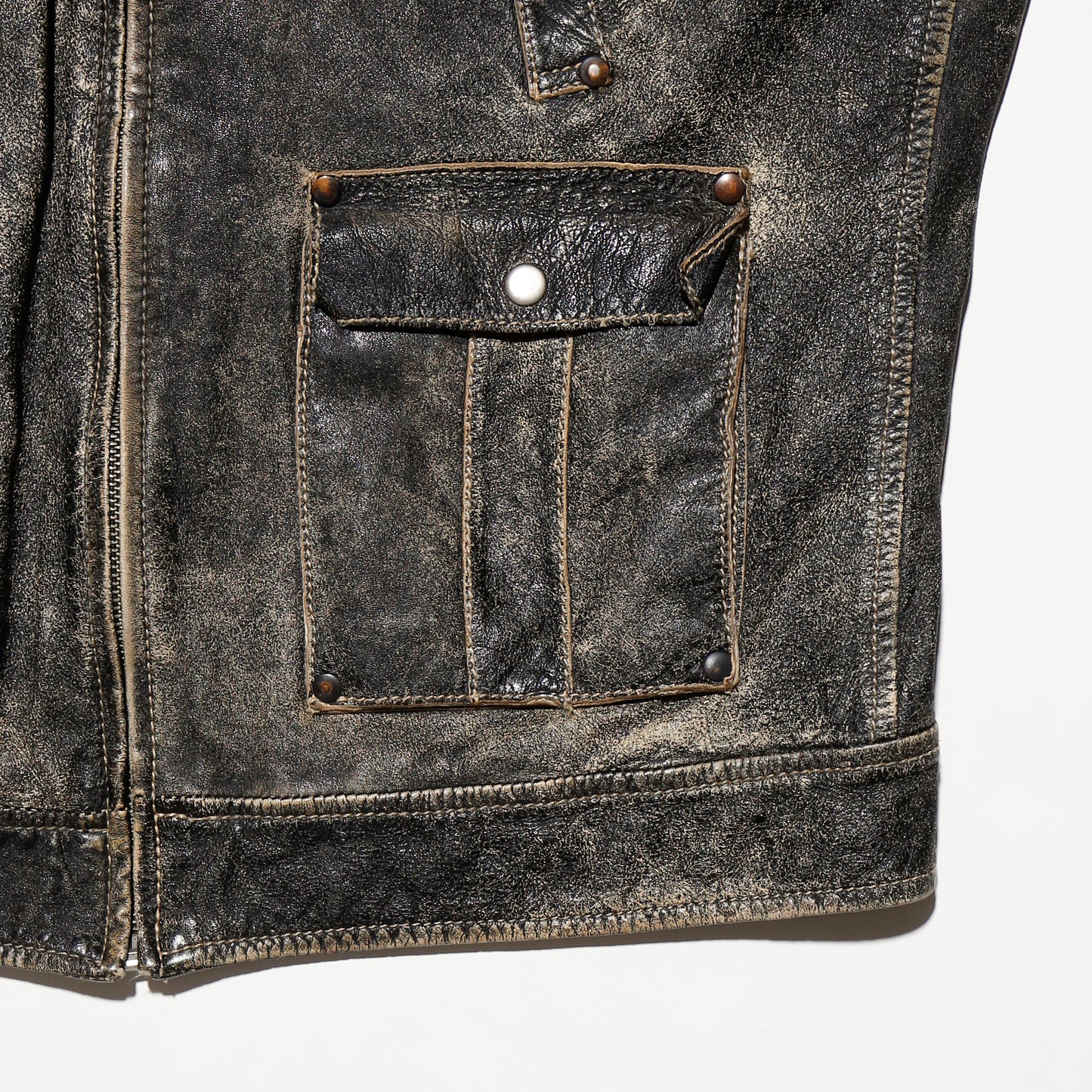 vintage euro motorcycle fadded leather jacket