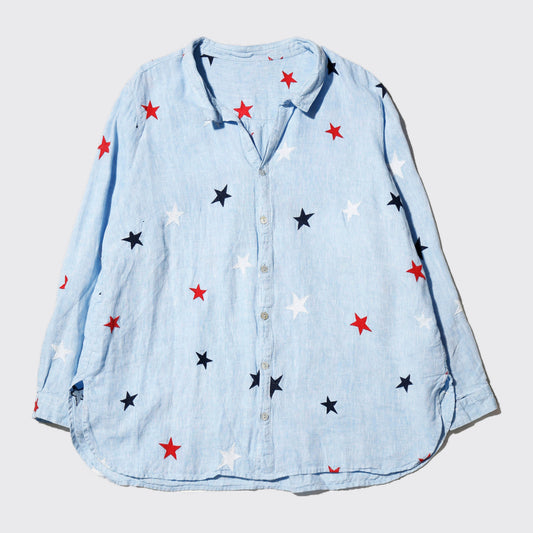 vintage broderied star linen shirt