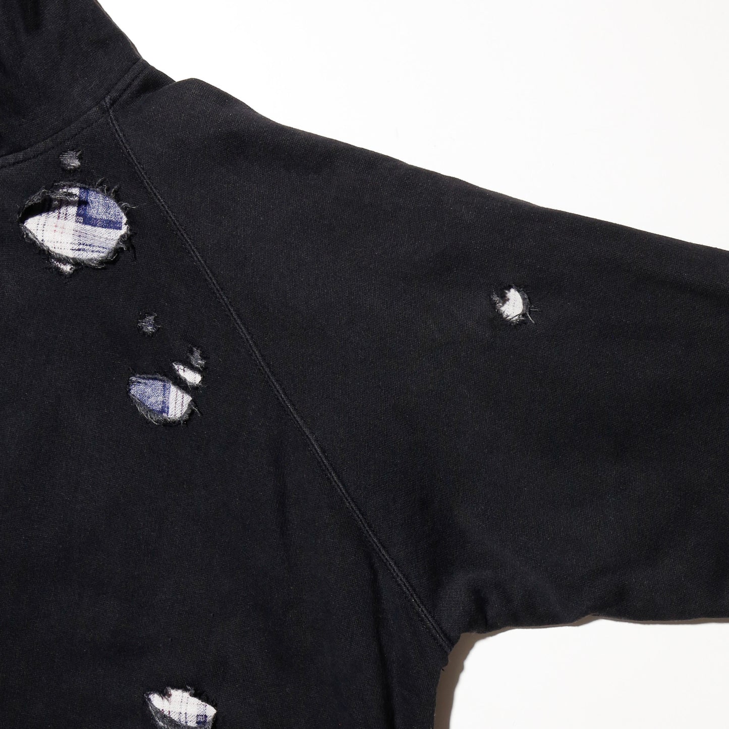 *one-off check lining broken hoodie