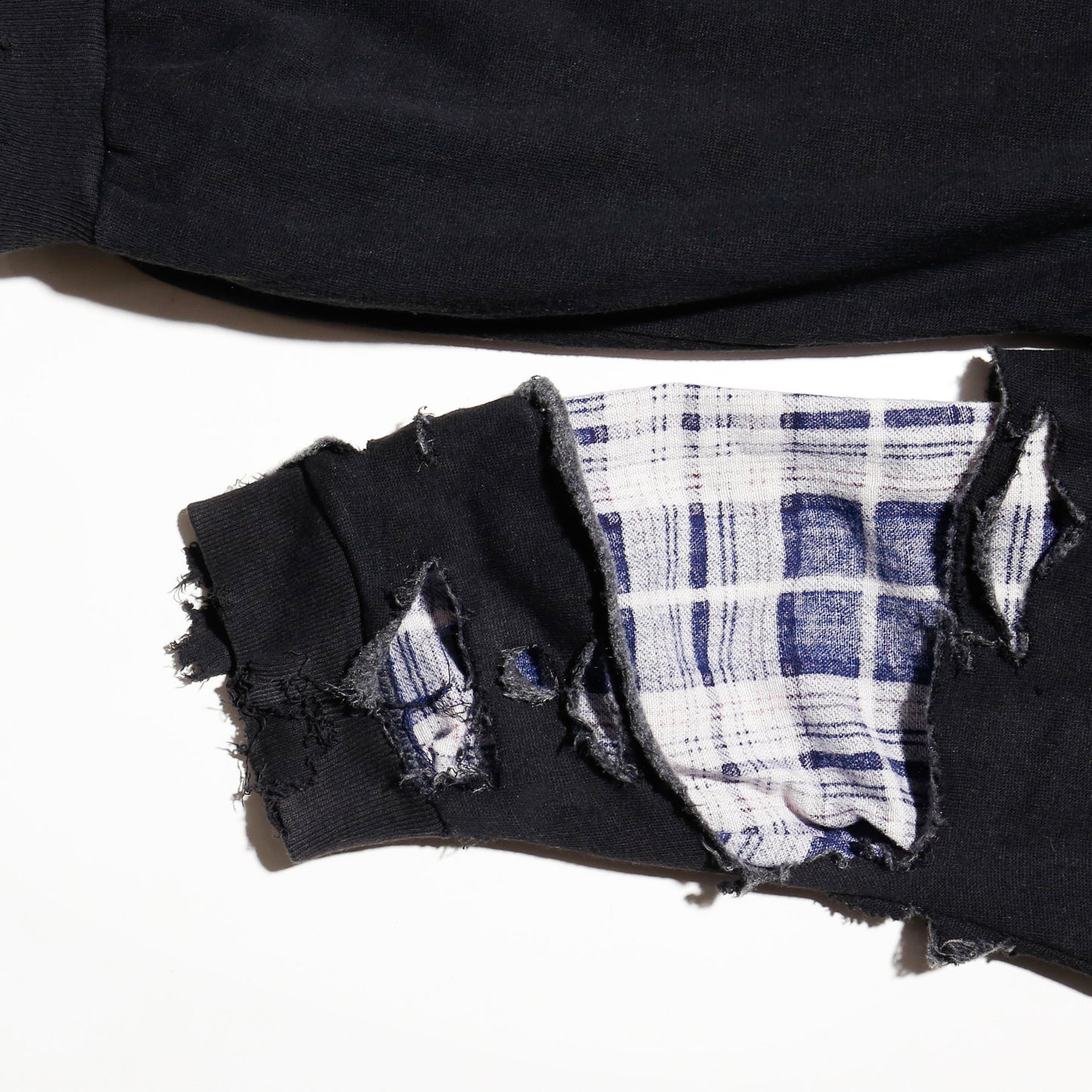 *one-off check lining broken hoodie