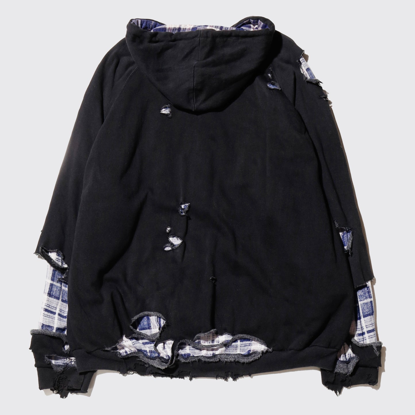 *one-off check lining broken hoodie