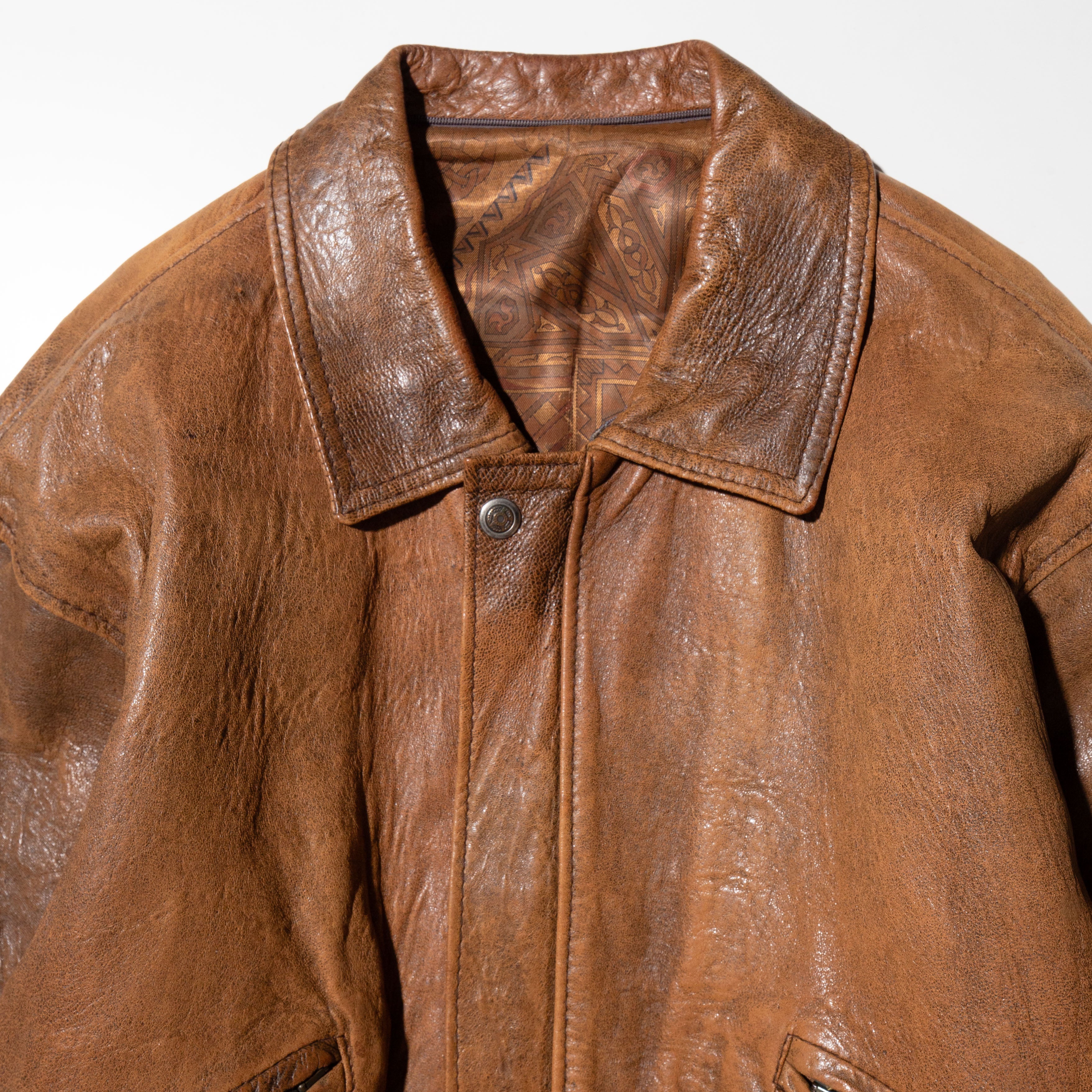 vintage faded loose leather jacket