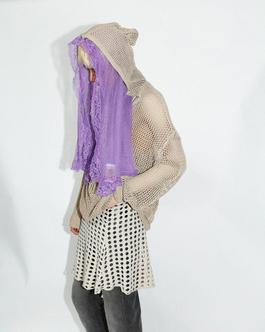 vintage cropped fish net hoodie