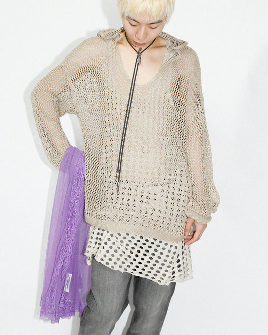 vintage cropped fish net hoodie