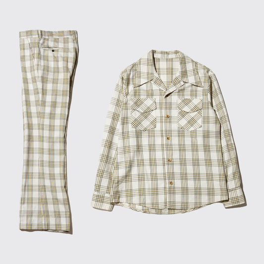 vintage 70's check flare poly set up