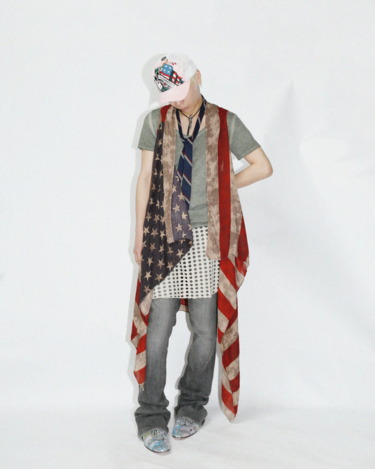 vintage dust star and stripe drape vest