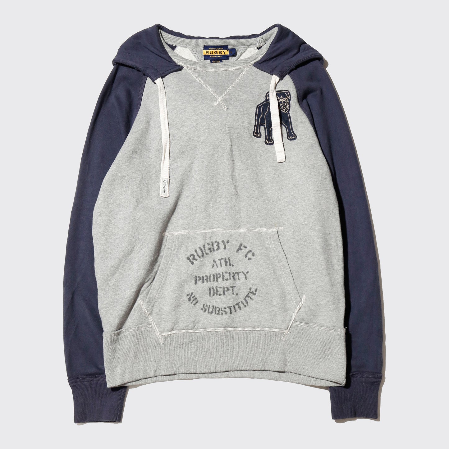vintage rugby by ralph lauren bulldog hooded sweat