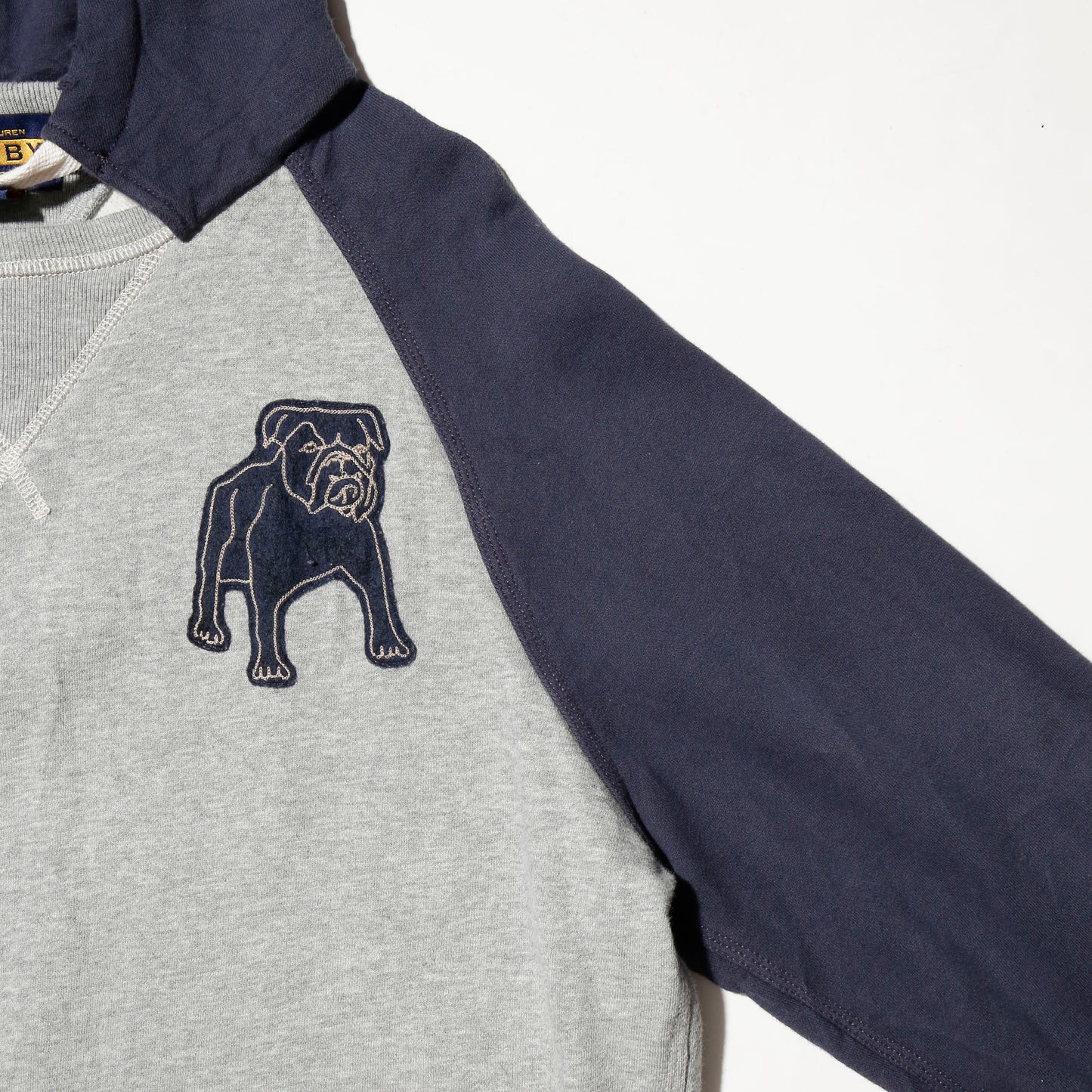 vintage rugby by ralph lauren bulldog hooded sweat