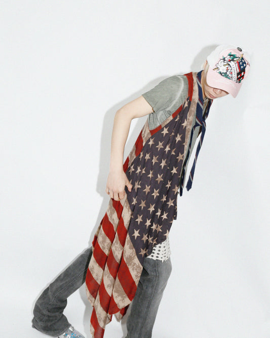 vintage dust star and stripe drape vest