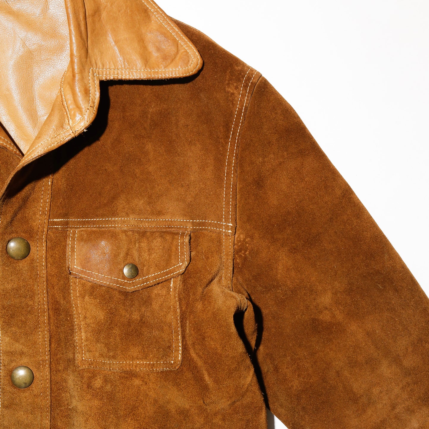 vintage 70's cropped caramel leather trucker jacket , *reversible