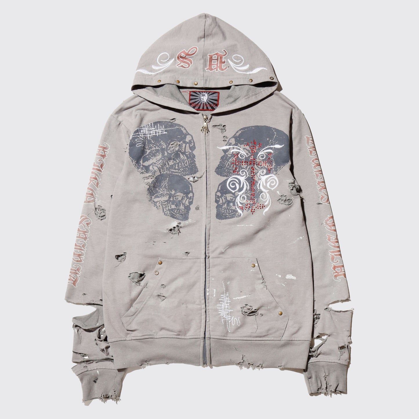 *one-off skull broken hoodie