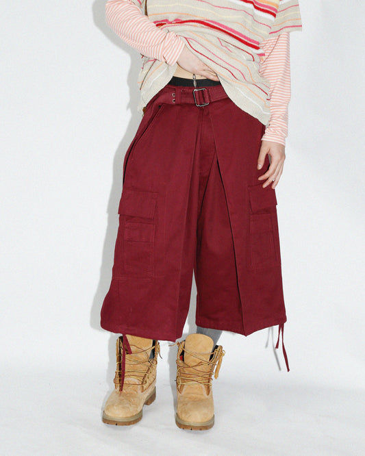 vintage belted center tuck cargo shorts