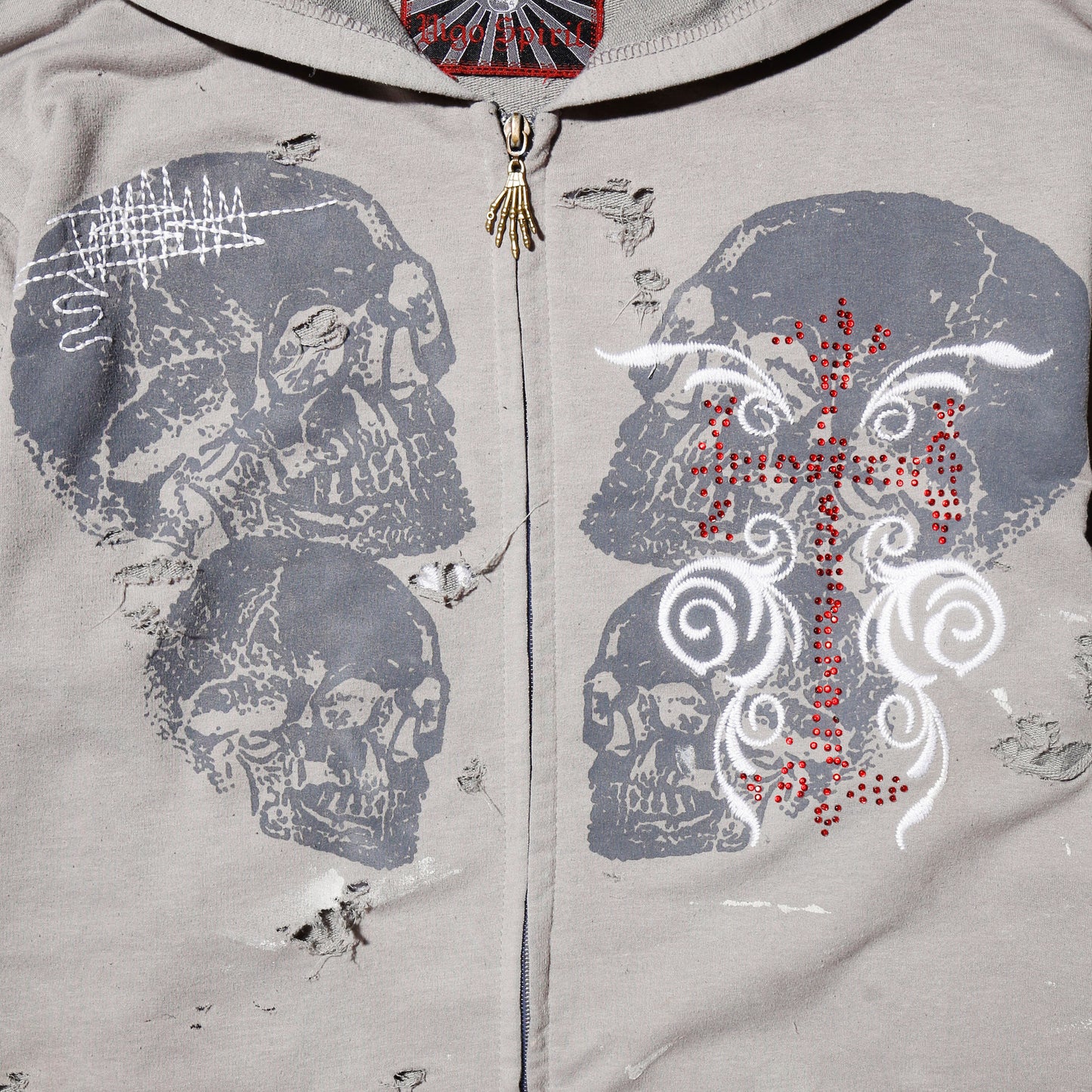 *one-off skull broken hoodie