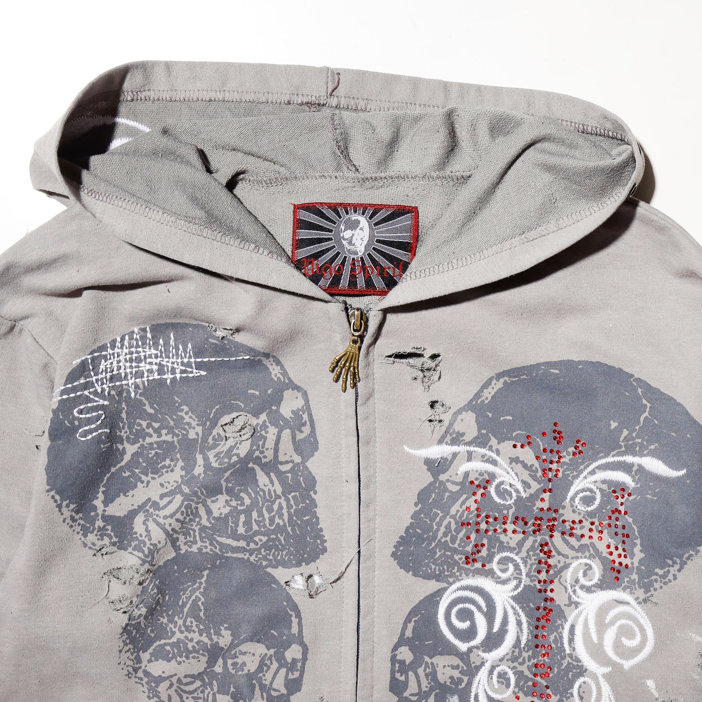 *one-off skull broken hoodie