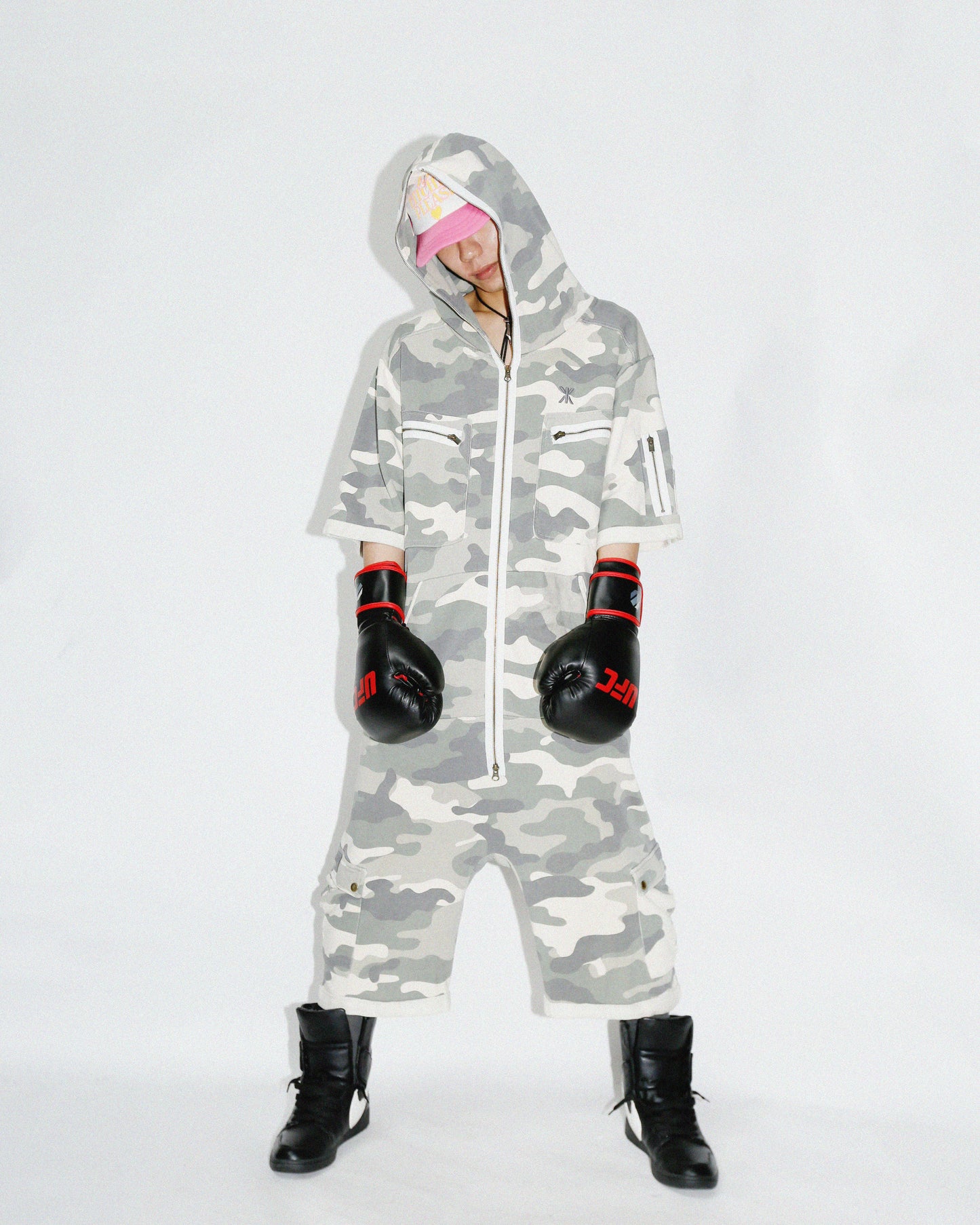 onepiece fog camo hooded jump suit