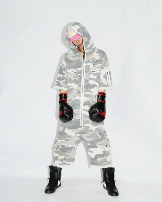 onepiece fog camo hooded jump suit