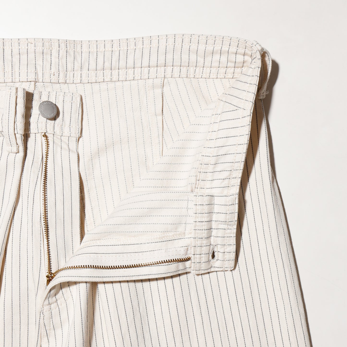 vintage center tuck stripe wide trousers