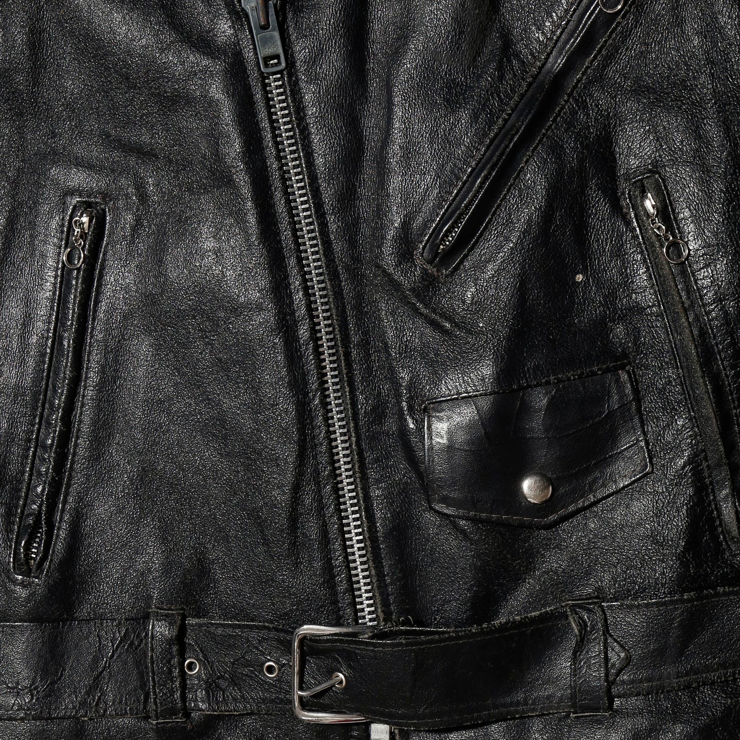 *one-off 80's asymmetry flame pattern riders leather jacket