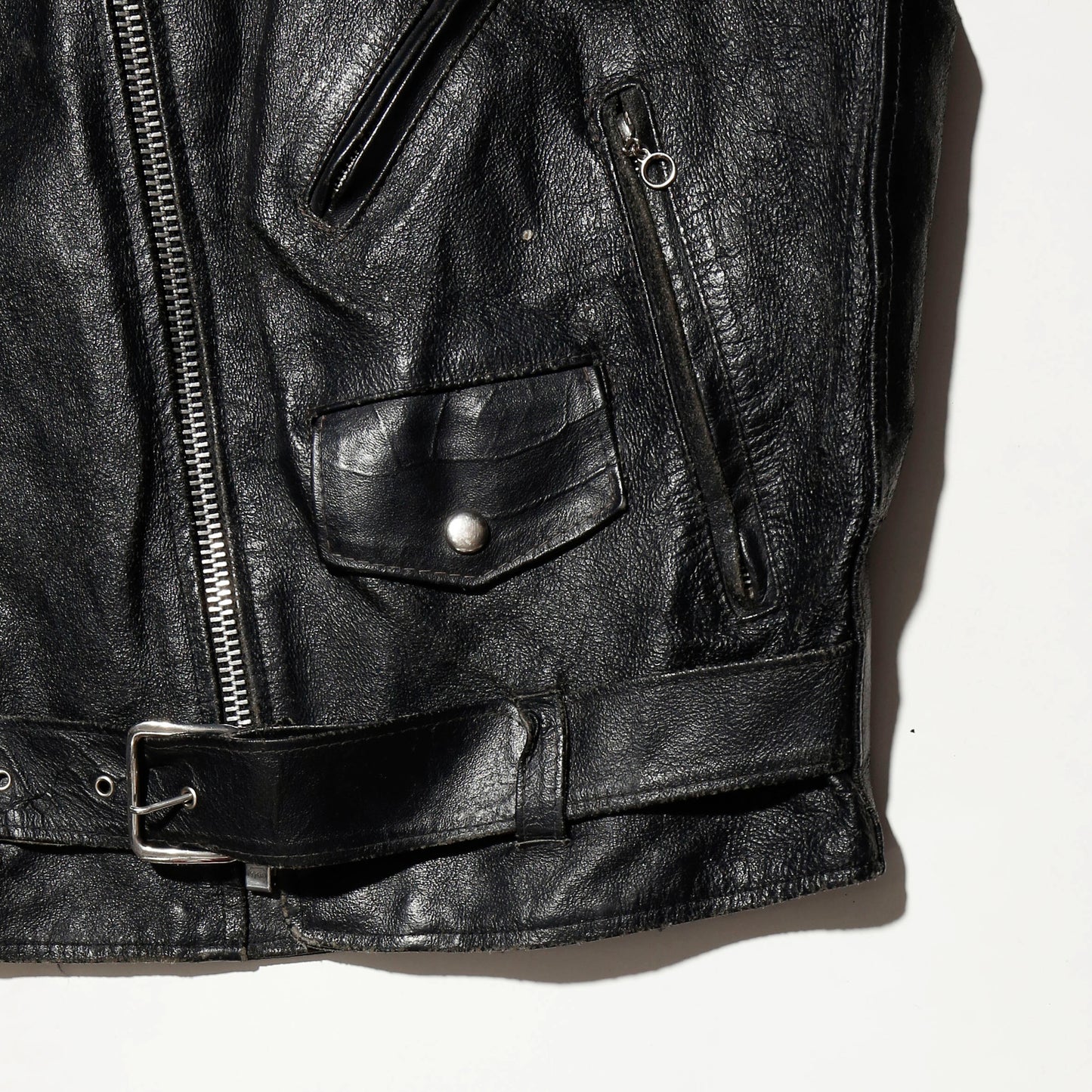 *one-off 80's asymmetry flame pattern riders leather jacket
