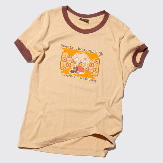 vintage 04's family guy-chat mini ringer t-shirt
